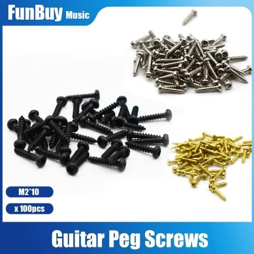 100pcs Iron Tuning Peg Tuner Mounting Screws for Guitar Bass Ukulele Mandolin Universal Parts 2*10mm