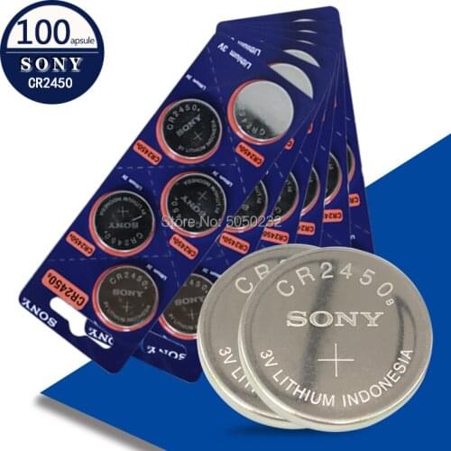 100pc Sony Coin Cells Button Lithium Battery CR2450 DL2450 BR2450 LM2450 KCR5029 EE6230 For LED Lights Toys Watches