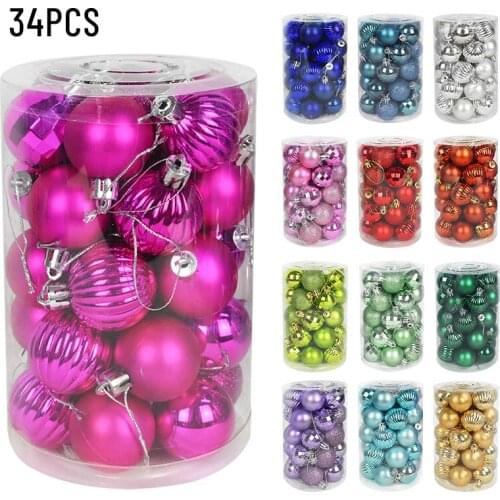 12-36Pcs 4cm Glitter Christmas Tree Ball Toy Pendants Hanging Ornaments Home 2021 New Year Xmas Birthday Decoration Gift Navidad
