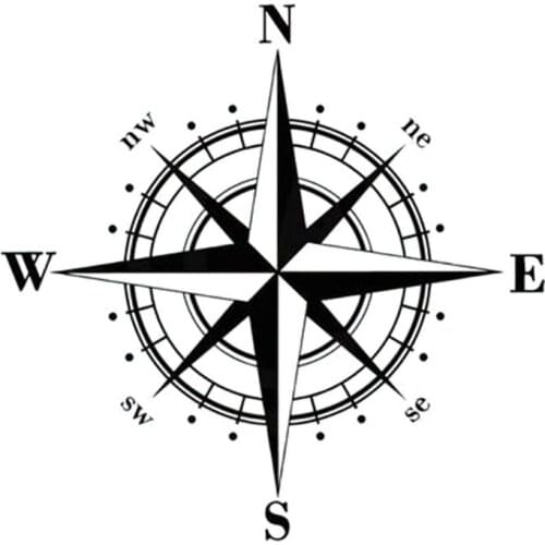 15cm*15cm Art Design Vinyl NSWE Compass Car Stickers Decals Black/White