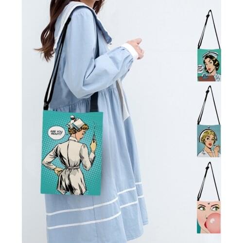 2021 New Nurse Angle Print Women Girls Small Shoulder Bag Crossbody Handbags Totes Casual Daily Messager Bag School Flap Gift