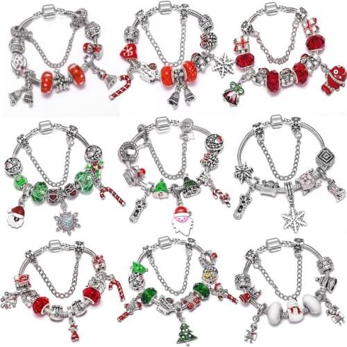 2121 New Christmas Collection Charm Bead Pendant Diy Charm Silver Plated Bracelet Fit Womens Holiday Gift Direct Shipping