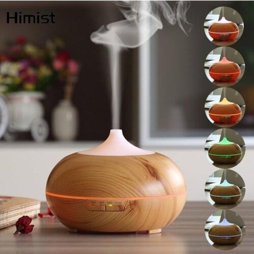 300ml Aromatherapy Oil Diffuser Air Humidifier Wood Grain 4 Time Set Ultrasonic Cool Mist Aroma Diffuser LED Light Humidificador