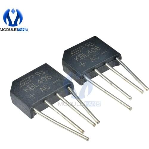 5PCS High Temperature Soldering KBL406 600V SIP-4 4A Diode Bridge Rectifier Single Phase Bridge Rectifier Diy Electronic
