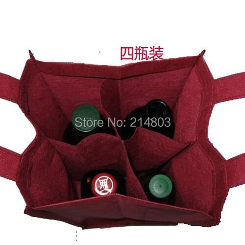 500pcs/lot) sizeW18XH32XD18CM four bottles wine bag with logo printed