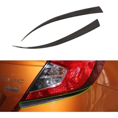 Car Styling Real Carbon Fiber Front Headlamp Headlights Eyebrows Eyelids Bumper Strips Cover Trim For Honda Civic 10th Gen 16-19