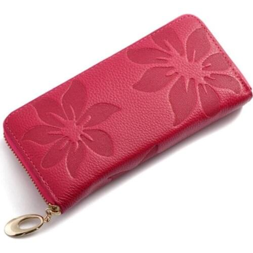 Printing flowers brand Bag Cowhide wallet set female long design genuine leather wallet card holder key purse multi card holder