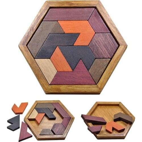 Montessori Wooden Tangram Jigsaw Board Educational Early Learning Wood Puzzles Game Toys for Children Kids Gifts DS19