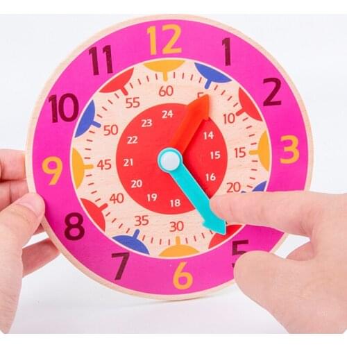 Children Montessori Wooden Clock Toys Hour Minute Second Cognition Colorful Clocks Teaching Aids for Kids Preschool Children