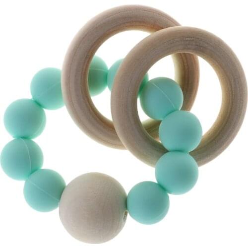 Baby Teether Bracelet Teething Toys Chew Bite Newborn Teeth Care Beads Jewelry Pain Relief Silicone Wood Rings Infant Supplies