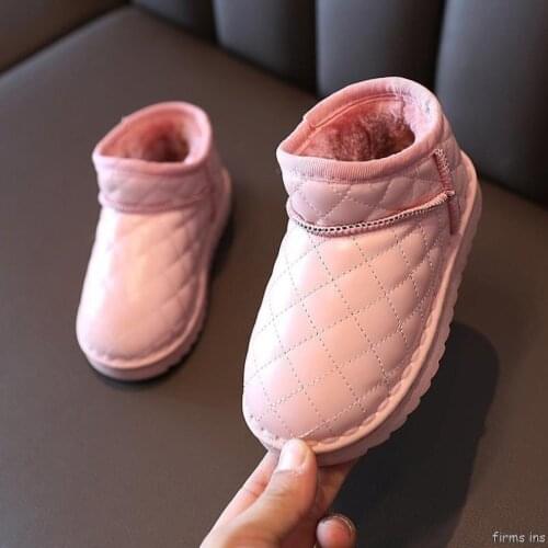 Childrens fashion warm baby PU boots winter boys and girls sports shoes children warm casual shoes boots soft beautiful