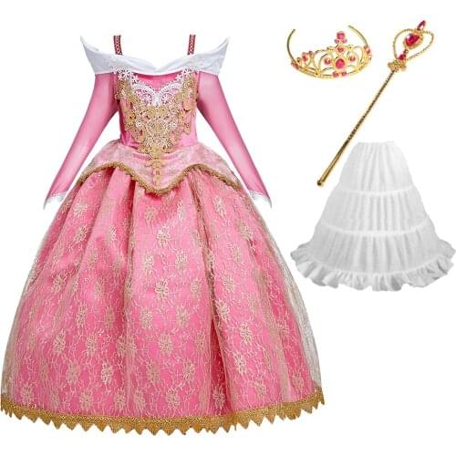 Kids Dresses for Girls Aurora Costume Baby Princess Summer Dress Christmas Fantasy Halloween Party Cosplay Childrens Dress