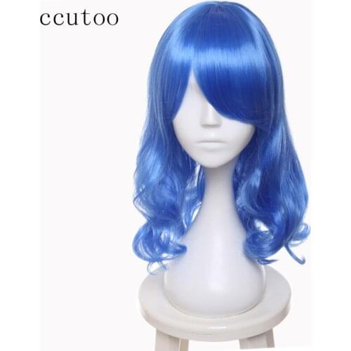 Ccutoo Fairy Tail Juvia Lockser Rainmaiden 45cm Blue Curly High Temperature Fiber Synthetic Hair Party Cosplay Full Wigs
