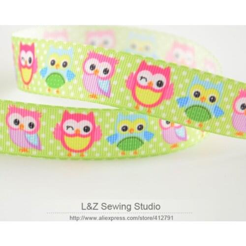 F026#-7 free shipping min order is $5(mix order) cute owl designs 7/8" 22mm grosgrain ribbons polyester for DIY package hairbow