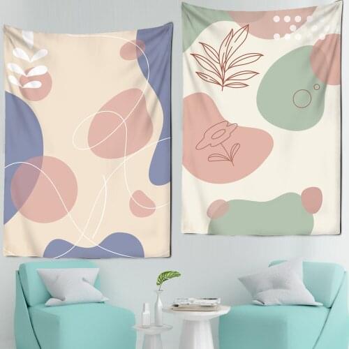 Ins Illustration Nordic Mo Landi Color Tapestry Background Hanging for Wall Decor Living Room Bedroom Bedside Geometry Tapestry