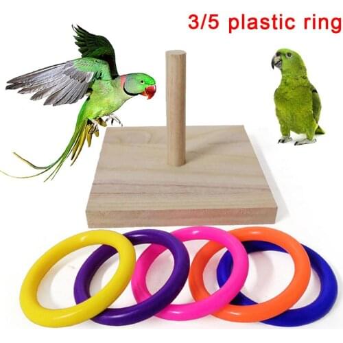 Pet Interactive Bird Parrot Throw Ring Wooden Funny Training Puzzle Educational Toy Intelligence Ring Development Pets Supplies