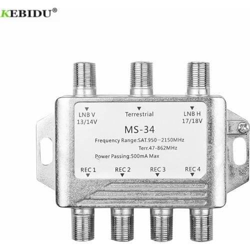 KEBIDU FTA TV LNB Switch MS34EZ 3x4 Satellite MultiSwitch Splitter Cascade satellite 3 in 4 Out Multiswitch Good