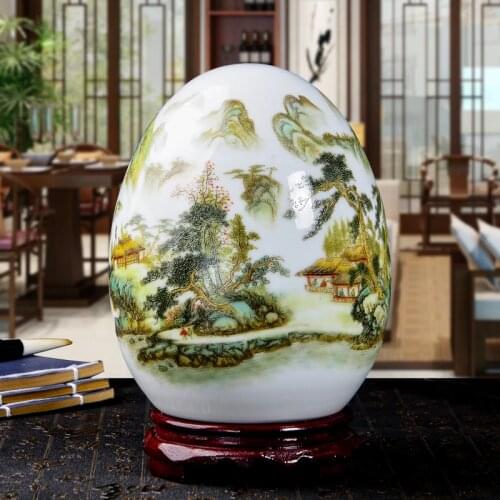 Modern Style Jingdezhen Ceramic Lucky Egg Famille Rose Eggshell Prosperous Egg Contemporary Home Decoration Furnishing Articles