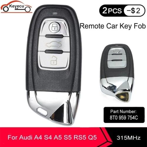 KEYECU New Replacement Smart Remote Car Key Fob Modified as Lamborghini 315MHz 3 Button for Audi A4 A5 S4 Q5 FCC: 8T0 959 754C