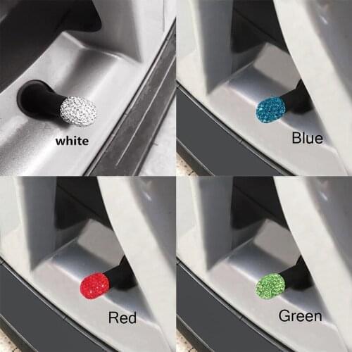 4Pcs/Lot Soft Clay Rhinestone Car Tire Valve Caps Diamond Shining Dustproof Caps Car Accessories