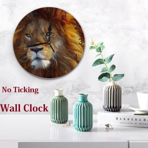 Lions 25CM Round Wall Clocks Numeral Digital Dial Mute Silent Digital Clock Battery Operated for Living Room Wall Decor Clocks