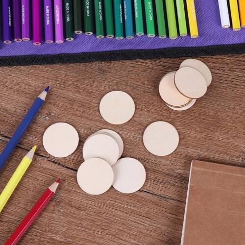 50pcs DIY Natural Blank Wood Pieces Slice Round Unfinished Crafts Wooden Discs