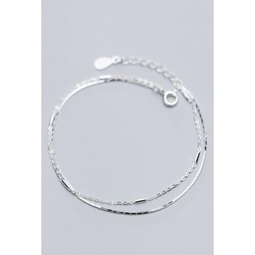 La Monada 925 Sterling Silver Bracelets For Women Classic Minimalist Double Layer Chain Jewelry Silver 925 Bracelet Woman Gold