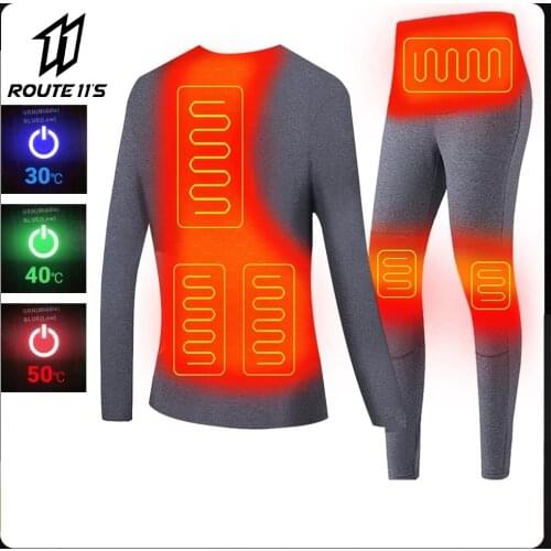 Motorcycle Jacket Heated Men Women Winter Heated Thermal Underwear Set USB Electric Suit Thermal Clothing for Winter S-5XL