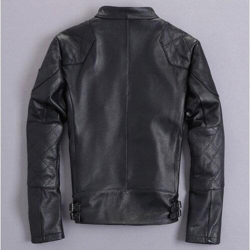 2020 Real Leather Jacket Men Short Motorcycle Genuine Leather Autumn Coat Cowhide Leather Jackets Plus Size KJ2399