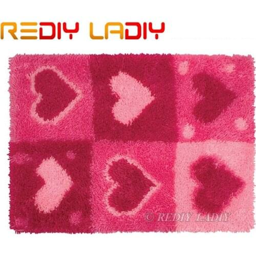 Latch Hook Rug Kits Make Your Own Rug Love & Heart Crocheting Cushion DIY Carpet Rug Acrylic Yarn Printed Canvas Hobby & Crafts