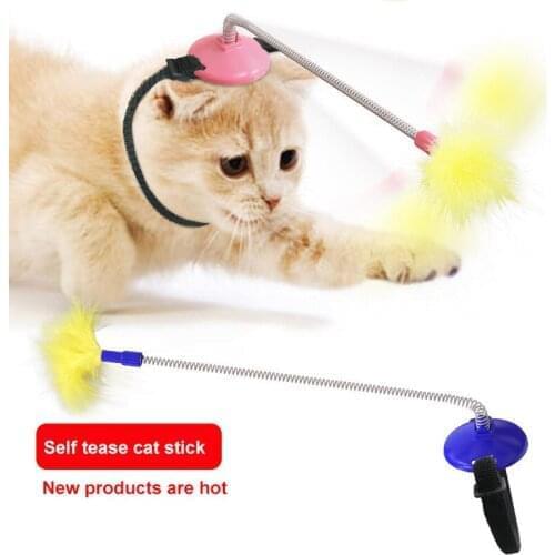 2021 New 1PC Hot Sales Cat Toys Foot Teasing Cat Stick Spring Cat Stick Feather Rod Cat Toy Set Funny Kitten Toys Dropshipping