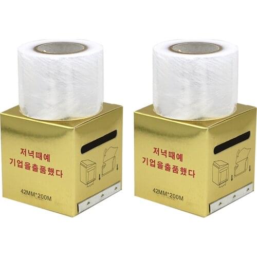 2 Roll Disposable Tattoo Eyebrow Plastic Cover Wrap Preservative Film Makeup Supplies Accessories 200m x 42mm