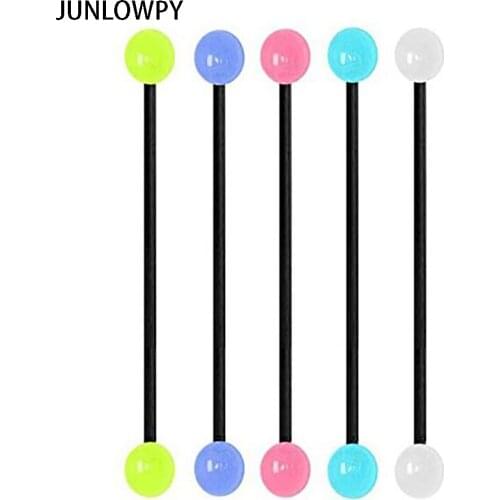 JUNLOWPY Piercing Barbell 100pcs 5 color Bioflex Uv acrylic glow in dark Industrial Barbell Body jewelry 14 Guage Ear Cartilage