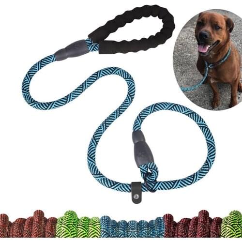 Pet Leash Reflective Strong Dog Traction Rope Comfortable Padded Handle Heavy Duty Training Nylon Puppy Harness Collar Lead