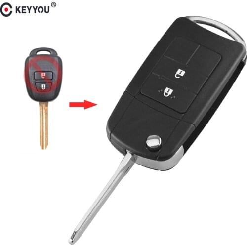 KEYYOU Modified Remote 2 Buttons Flip Folding Car Key Shell Case For Toyota Corolla Camry Prius Reiz New Vios RAV4 Crown Key