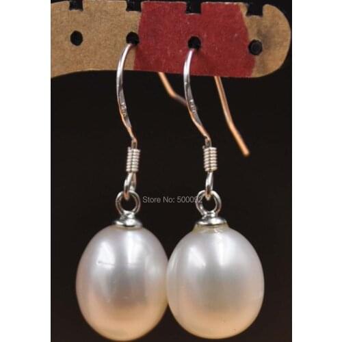 Lots 10 pairs Stunning 9.5-10mm drop Freshwater Pearl dangle earring