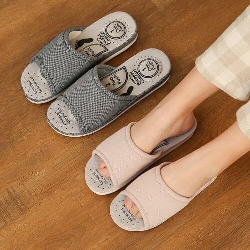 2021 Women Massage Slippers Breathable Couples Indoor Linen Slipper Healthy Ladies Summer Home Shoes Female Male Platform Slides