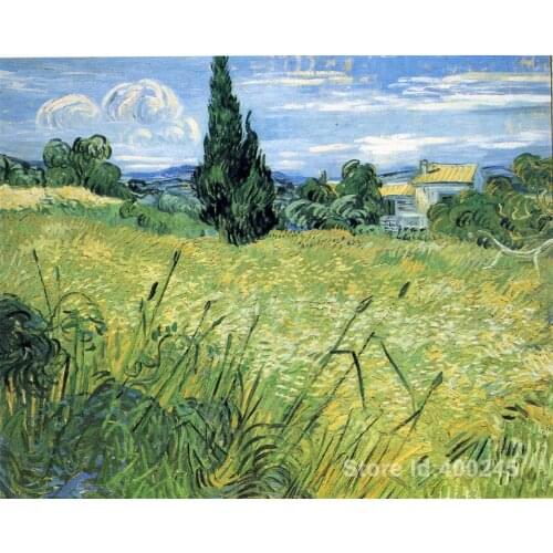 Modern art Green Wheat Field with Cypress by Vincent Van Gogh reproduction paintings Hand painted High quality
