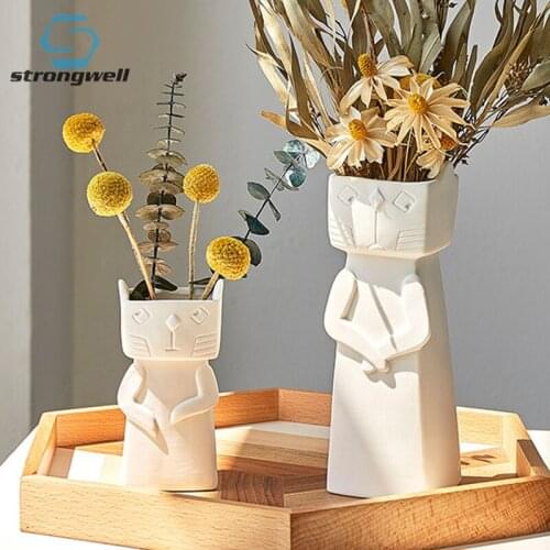 Strongwell Home Decoration Minimalist Furnishings Ceramic Vase Flower Arrangement Art Crafts Living Room Decoration Accessories