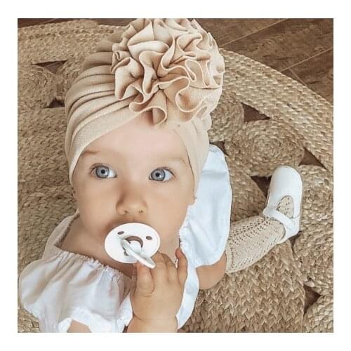 Newborn Dot Printed Warm Cap Fold Flower Hat Baby Girls Donut Beanie Children Hair Flowers Cap Fetal Hat Baby Headwrap