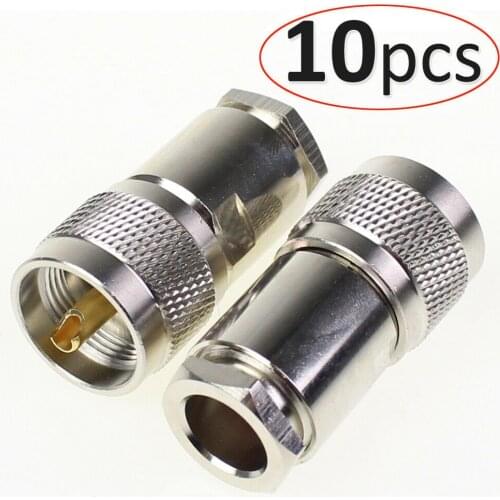 Pack 10 x UHF PL259 male clamp Plug connector for LMR400 RG8 RG213 RG214 cable