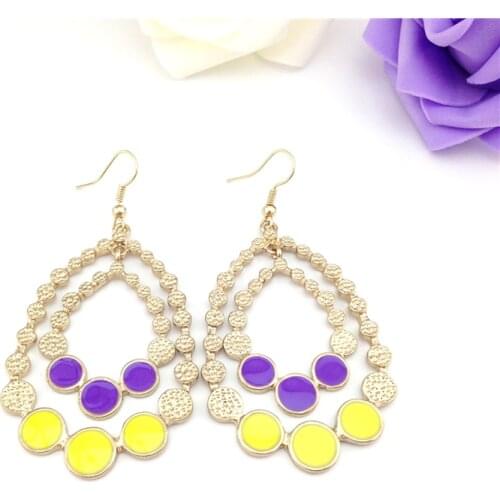 Women Special store Bohemia colorful 2 layers gold enamel pendant hanging Earrings brincos female earing