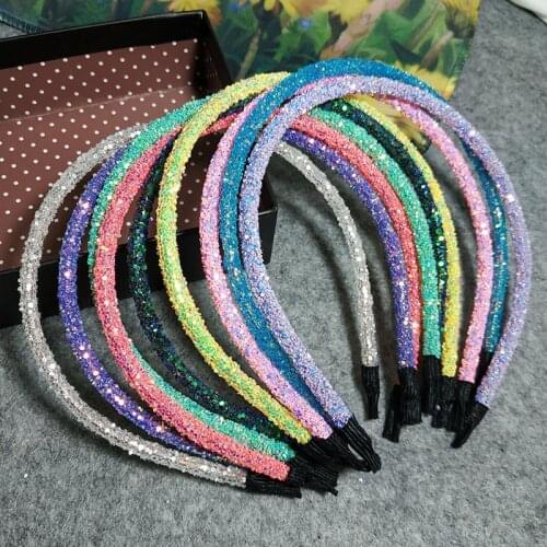 Free shipping Womens Candy color sequins hairbands girls lovely headbands basic summer hair accessories blingbling headwear