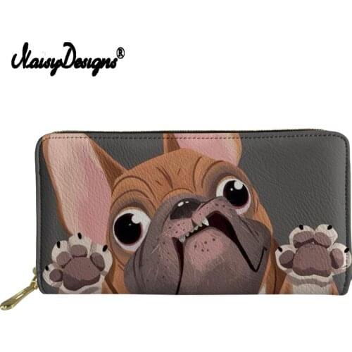 Cute Pug Puppies Wallets PU Leather Credit Card Holder Women Long Zipper Coin Purses Designer Clutch Wallet Female Money Bag