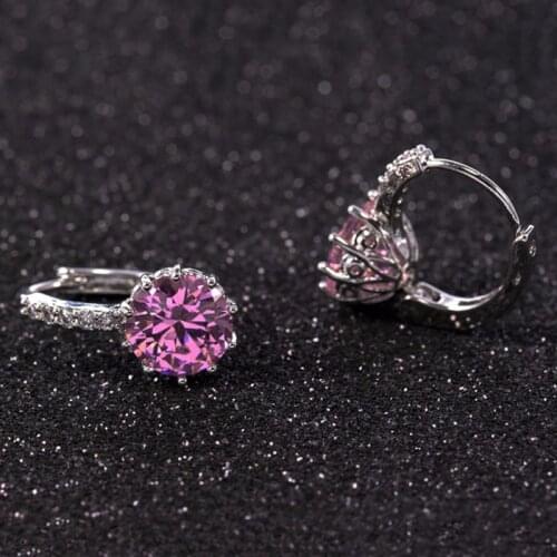 Manxiuni Women Stud Earrings with Stones 2020 Silver-plated Jewelry Blue Crystal Earring Pink Purple Brincos De Prata Gifts