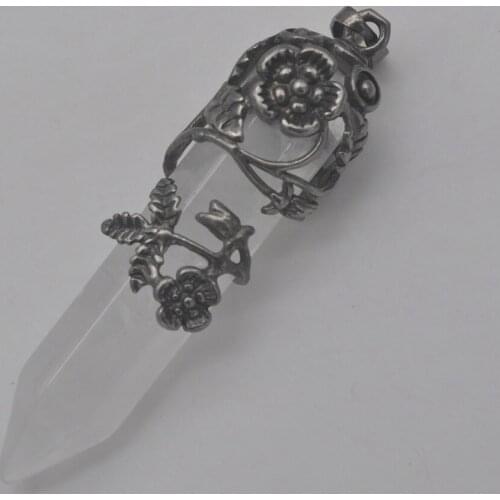 Clear Crystal Stone GEM Pillar Pendant Flower Plants Jewelry For Woman Gift S234
