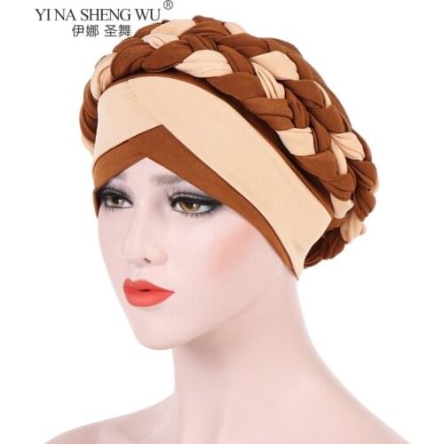 Women Turban Hat Fashion Bohemia Style Braid Knot Lady Head Scarf Hijab Muslim Inner Hijab For Women Hair Accessories Hair Loss