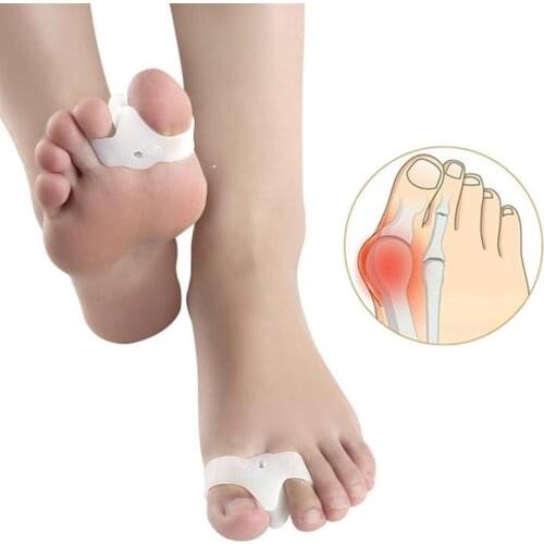 1-2Pair Soft Silicone Two Holes Toe Separator Corrector Protector Pads Straightener Thumb Bunion Adjuster Foot Pain Relief
