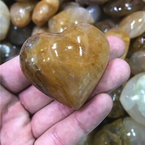 1pcs 45-75mm Natural Golden Healer Quartz Crystal Home Decoration Feng Shui Healing Stone Globe Reiki Masters Love Heart