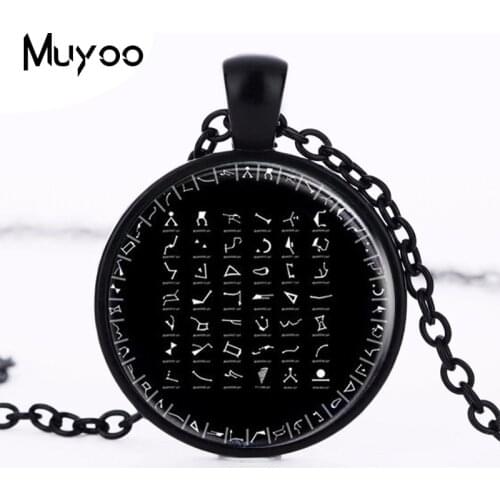 1pcs/lot Stargate Logo Necklace & Pendant Cabochon Vintage Black Chain Statement Necklace For WomenMen HZ1